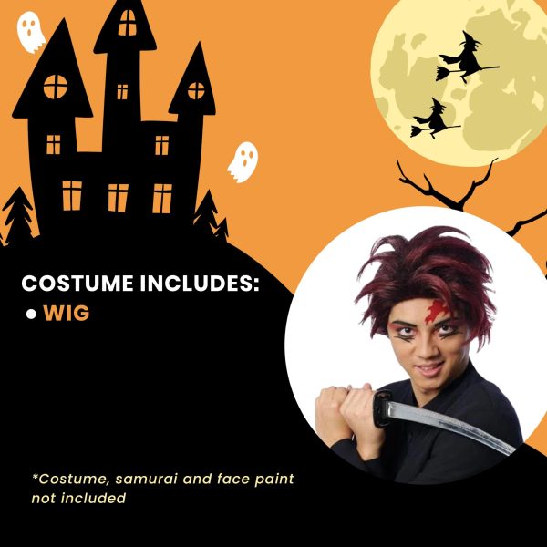Anime Slayer Adult Burgundy Costume Wig on Sale - Image 5