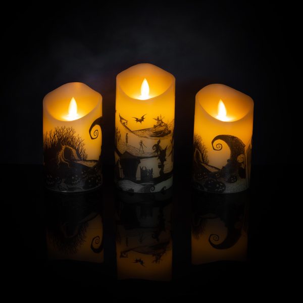 Disney Nightmare Before Christmas LED Flickering Flameless Candles | Set of 3 For Sale - Image 2