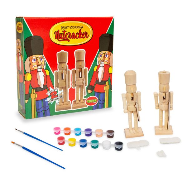 Paint Your Own 7-Inch Wooden Nutcracker Figure Craft Kit | Set of 2 on Sale
