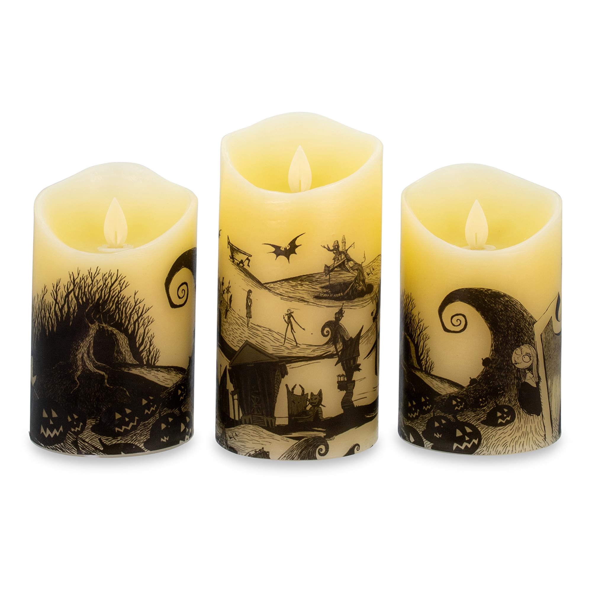 Disney Nightmare Before Christmas LED Flickering Flameless Candles | Set of 3 For Sale